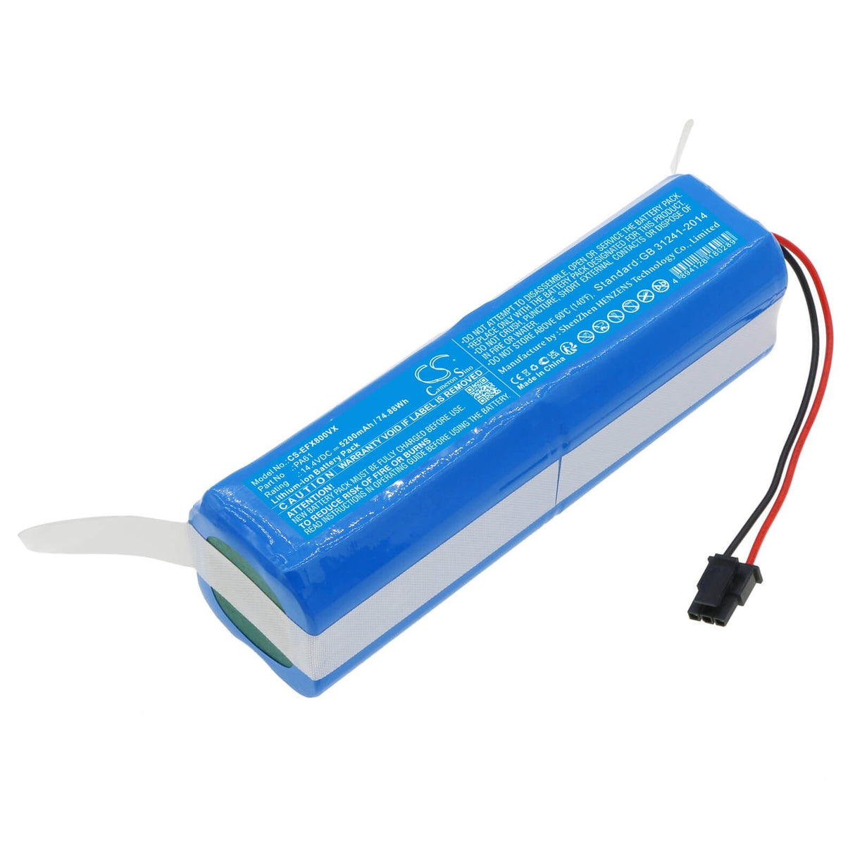 14.4V, Li-ion, 5200mAh, Vacuum battery fits Eufy, Robovac X8, Robovac X8 Hybrid, Robovac X8 Hybrid White, 74.88Wh Vacuum Cameron Sino Technology Limited