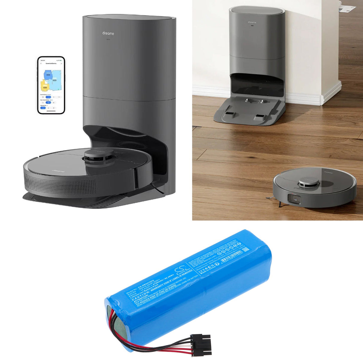 14.4V, Li-ion, 5200mAh, Vacuum battery fits Dreame, Bot X30 Ultra, D10s Plus, 74.88Wh Vacuum Cameron Sino Technology Limited