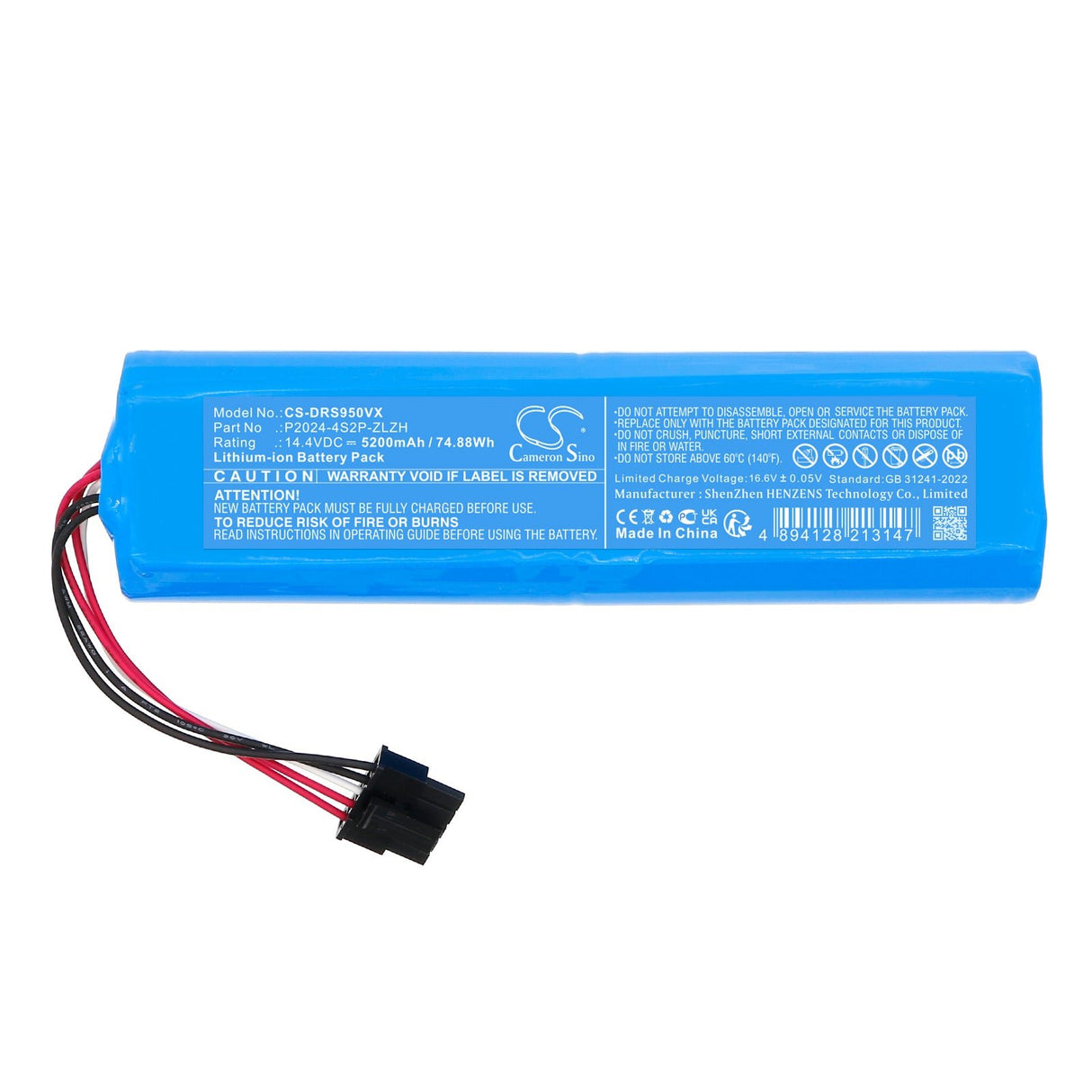 14.4V, Li-ion, 5200mAh, Vacuum battery fits Dreame, Rls95he, S30 Pro Ultra, 74.88Wh Vacuum Cameron Sino Technology Limited
