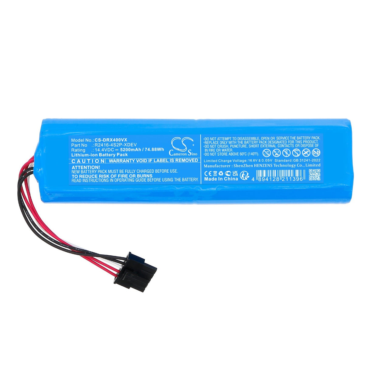 14.4V, Li-ion, 5200mAh, Vacuum battery fits Dreame, Rlx73ce, X40 Master, 74.88Wh Vacuum Cameron Sino Technology Limited