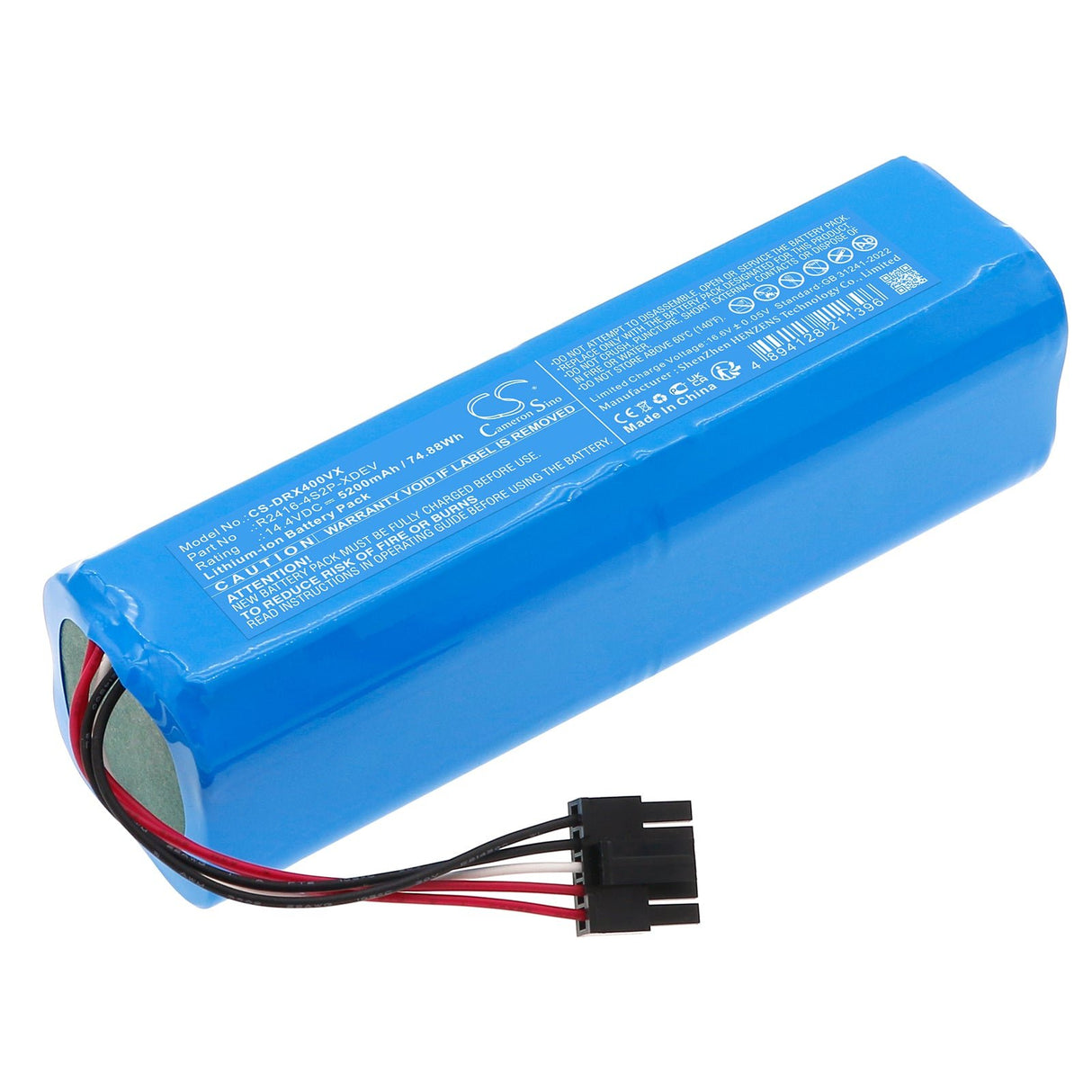 14.4V, Li-ion, 5200mAh, Vacuum battery fits Dreame, Rlx73ce, X40 Master, 74.88Wh Vacuum Cameron Sino Technology Limited