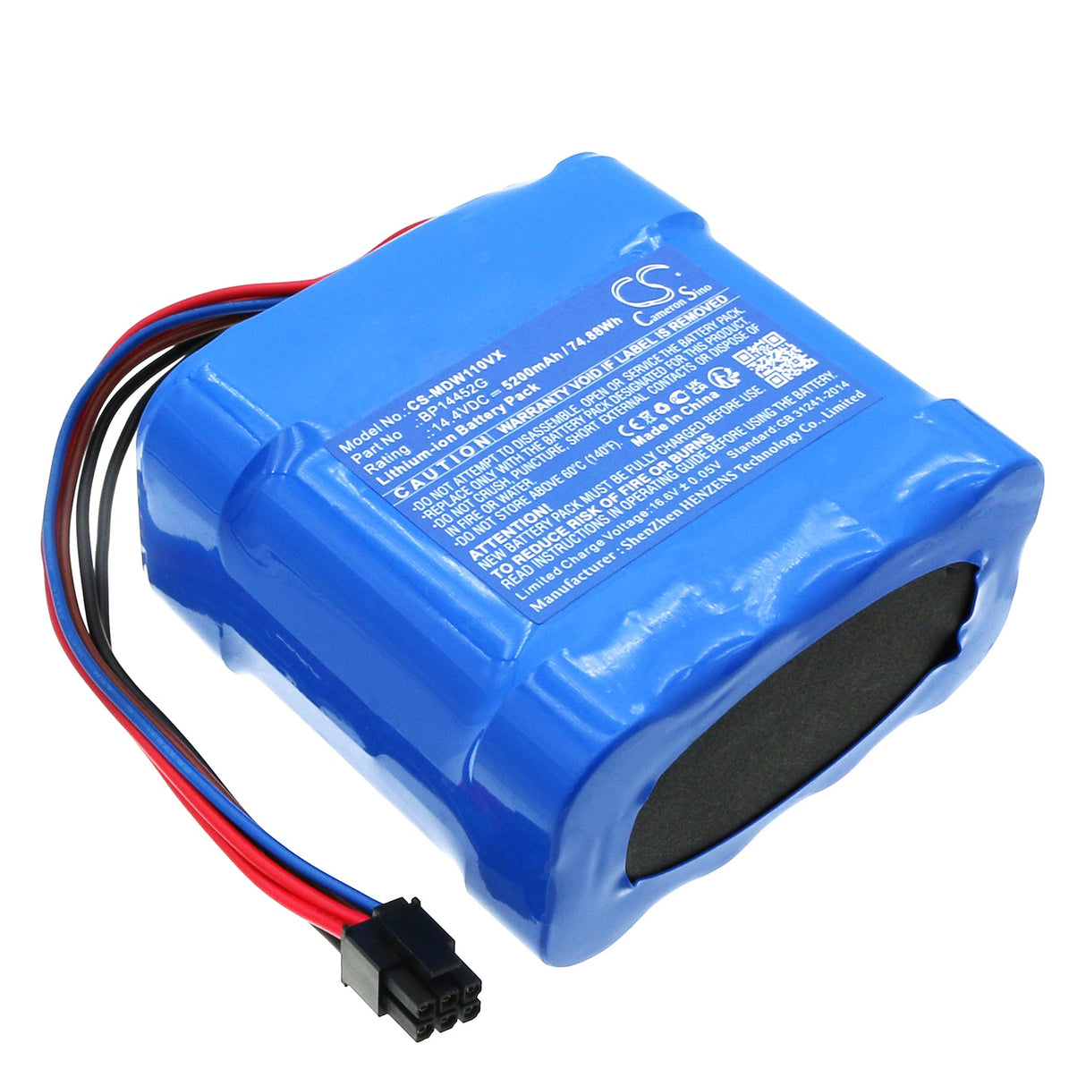 14.4V, Li-ion, 5200mAh Vacuum Battery fits Media, Rm2102, W11, 74.88Wh Vacuum Cameron Sino Technology Limited