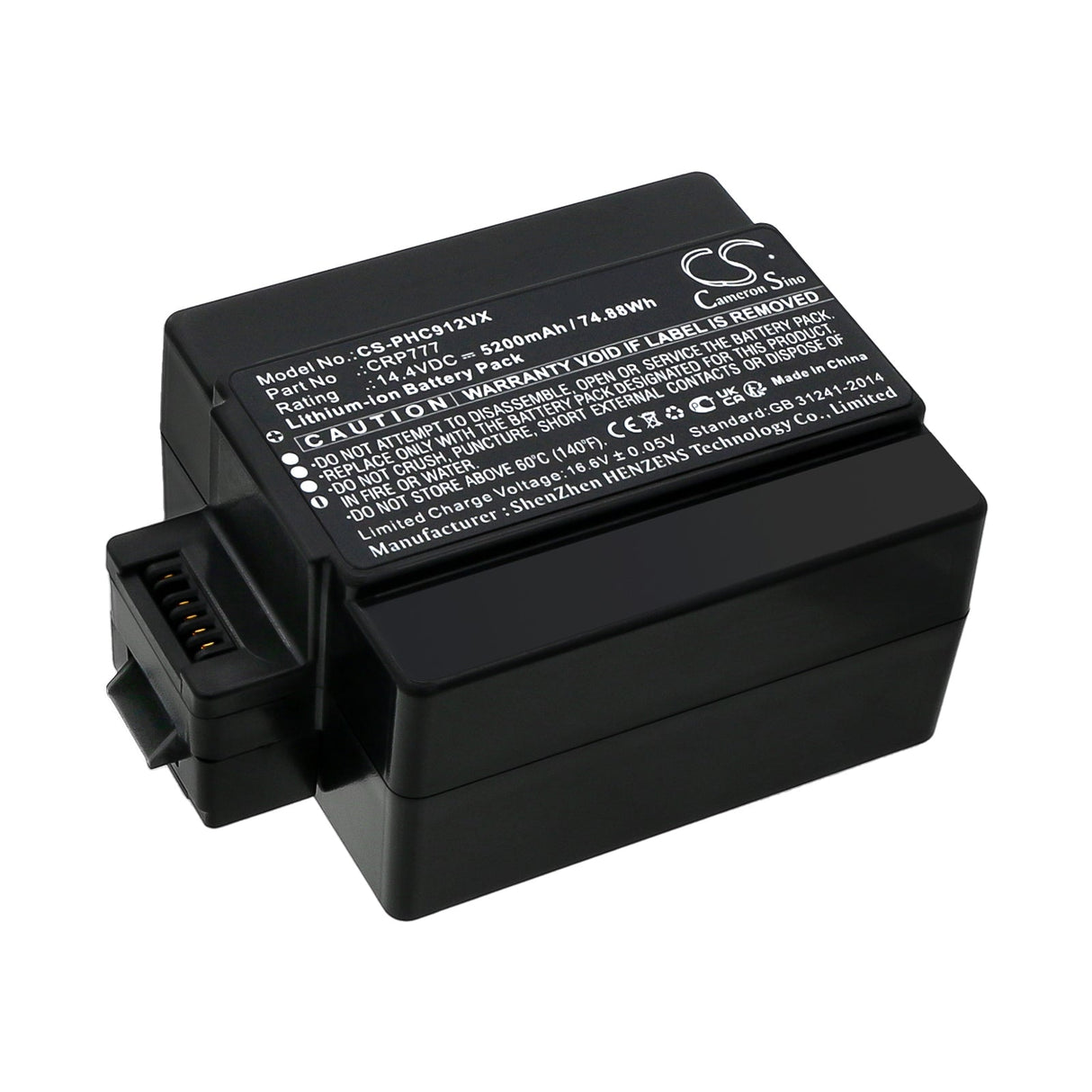 14.4v, Li-ion, 5200mah, Vacuum Battery Fits Phillips & ICLEBO, Free, Plus, 74.88wh Vacuum Cameron Sino Technology Limited