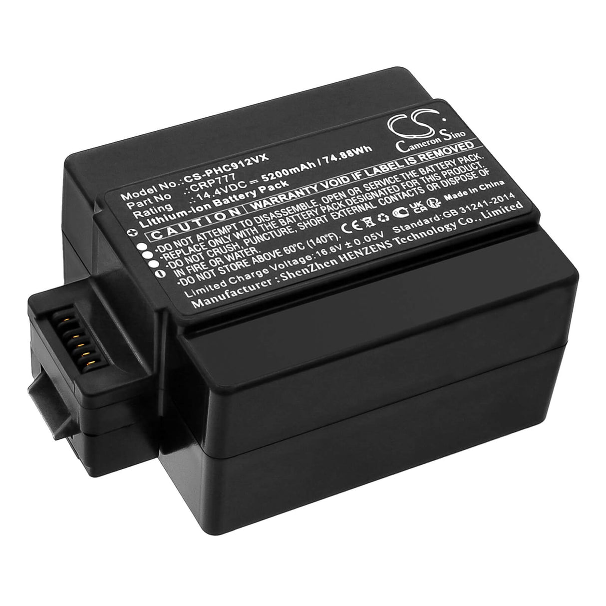 14.4v, Li-ion, 5200mah, Vacuum Battery Fits Phillips & ICLEBO, Free, Plus, 74.88wh Vacuum Cameron Sino Technology Limited