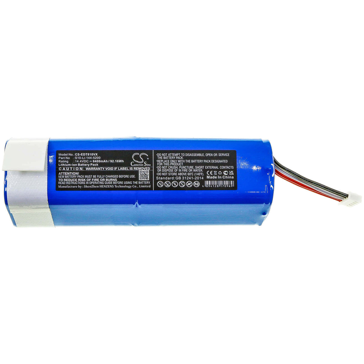 14.4V, Li-ion, 6400mAh, Vacuum battery fits Ecovacs, Yeedi, Dbx11-11, Dbx11-11/21, Deebot Ozmo 920, 92.16Wh Vacuum Cameron Sino Technology Limited