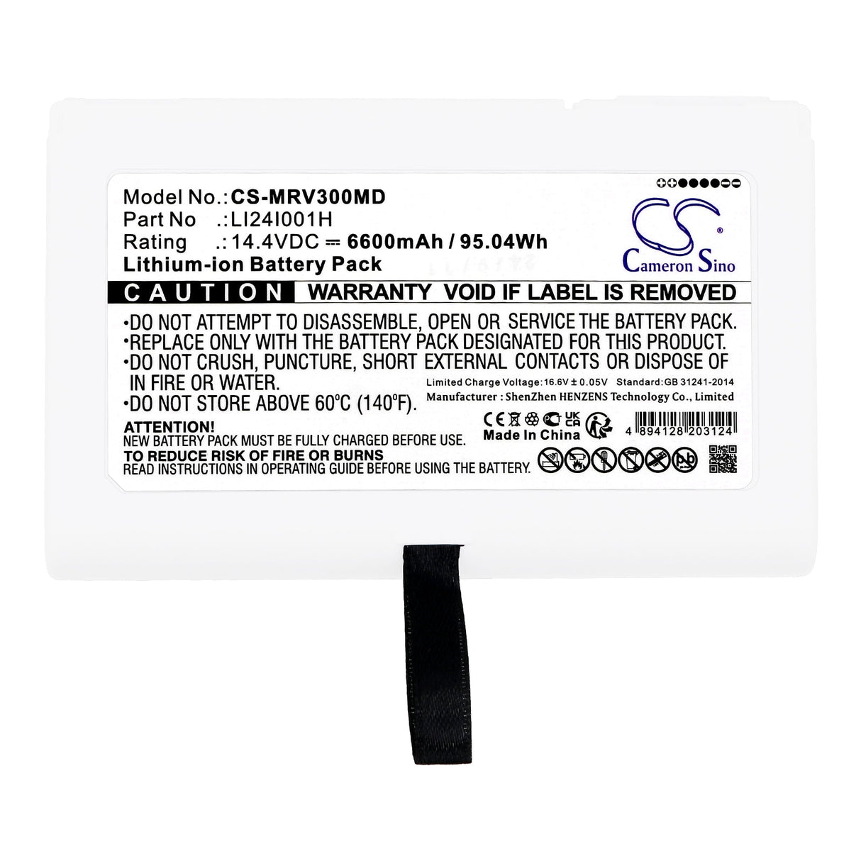 14.4V, Li-ion, 6600mAh, Medical battery fits Mindray, Li24i001h, Consona N9, Me7, 95.04Wh Medical Cameron Sino Technology Limited (Medical)