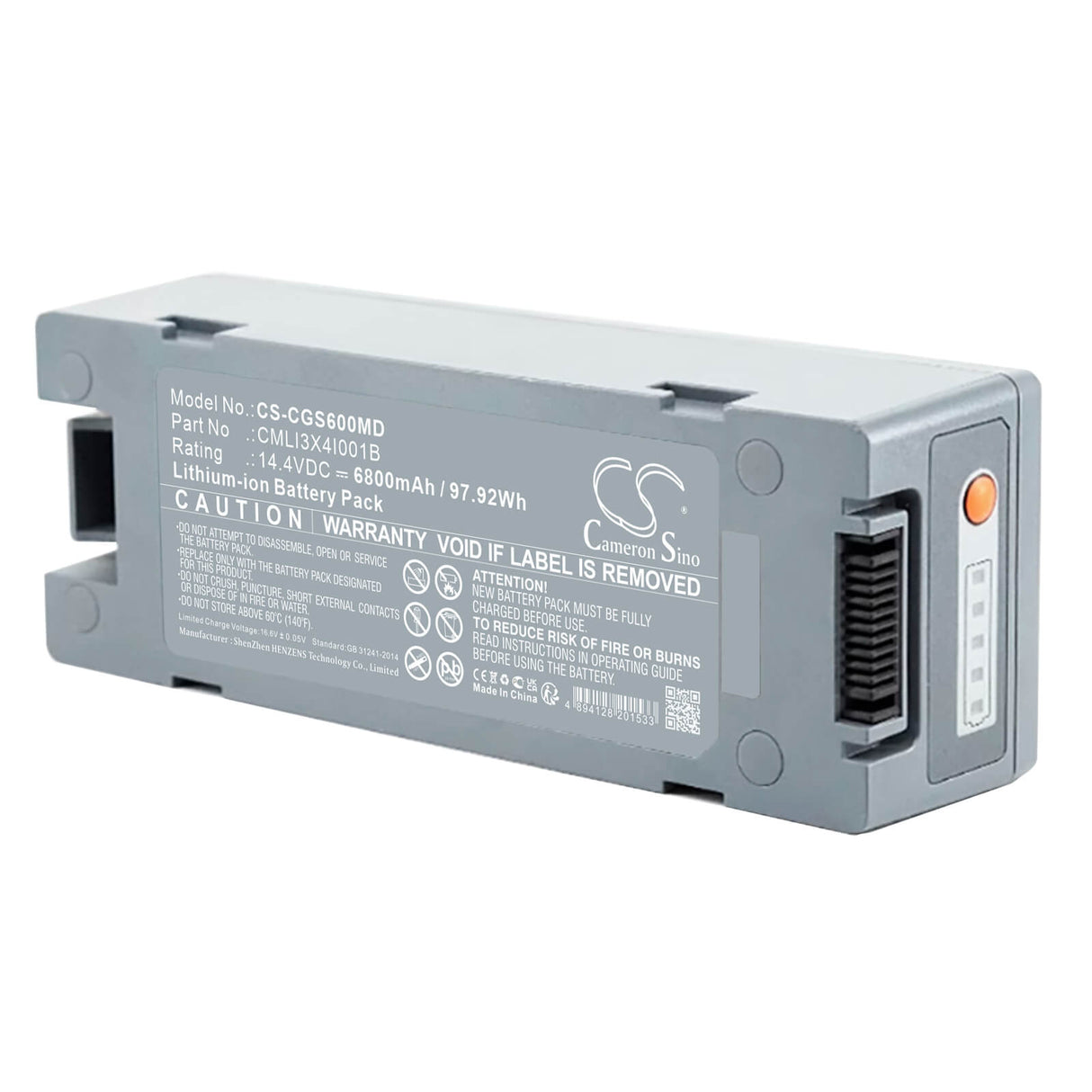 14.4V, Li-ion, 6800mAh, Medical battery fits Comen, 022-000176-00, S6, S6 Defibrillator, 97.92Wh Medical Cameron Sino Technology Limited (Medical)