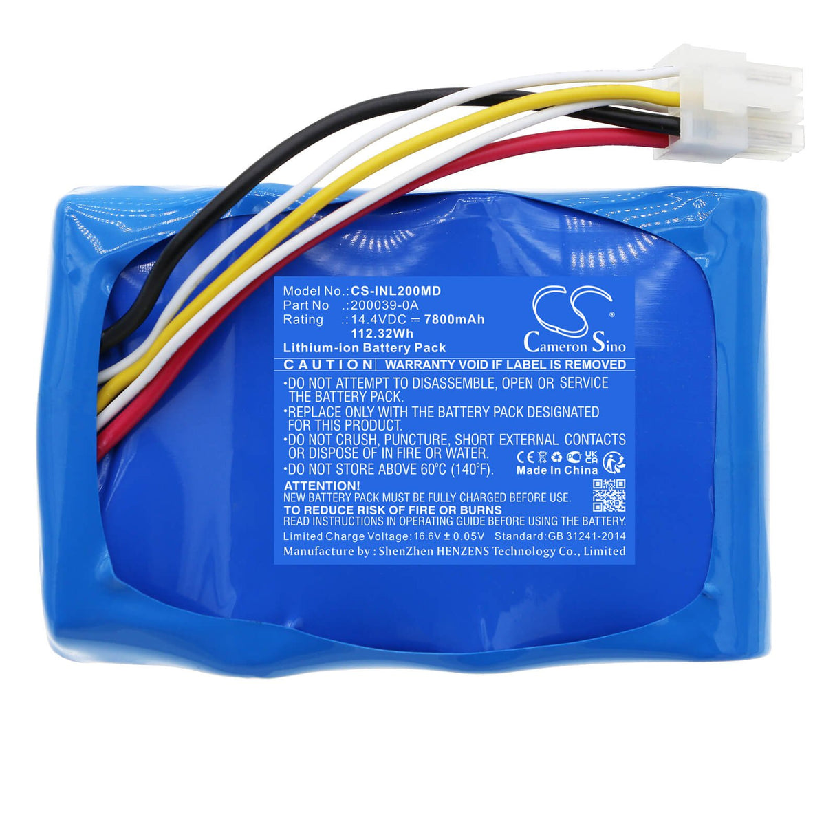 14.4V, Li-ion, 7800mAh, Batterie médicale compatible avec Inova Labs, 200039-0a, Machine à oxygène, 112.32Wh Medical Cameron Sino Technology Limited (Médical)
