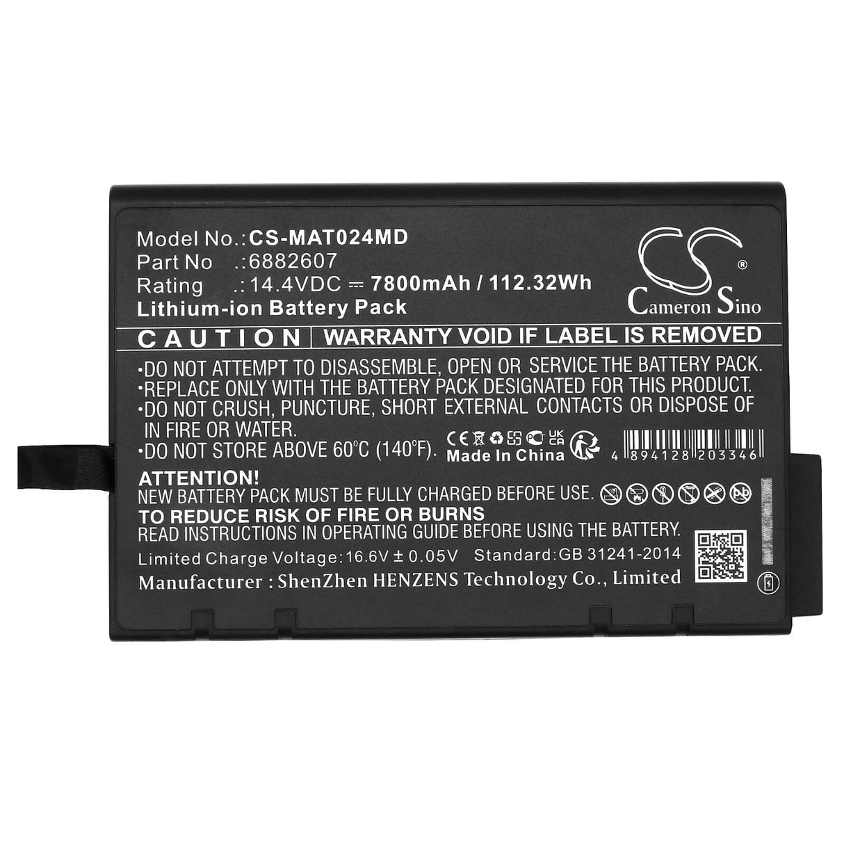 14.4V, Li-ion, 7800mAh, Medical battery fits Maquet, 6882607, Getinge Servo Air Ventilator, Servo-air Ventilator, 112.32Wh Medical Cameron Sino Technology Limited (Suspended)
