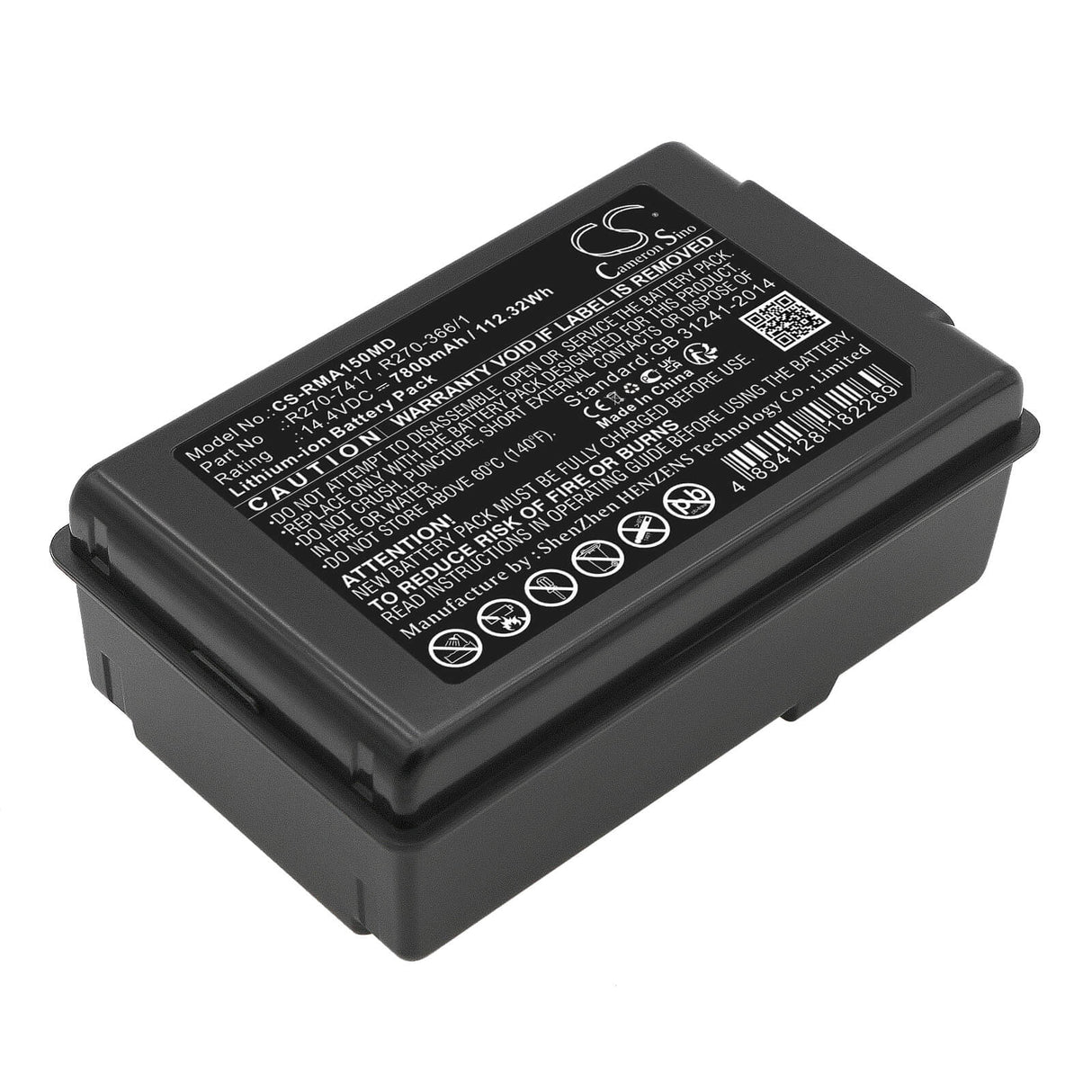 14.4V, Li-ion, 7800mAh, Medical battery fits Resmed, R270-366/1, Astral 150 Ventilator Ultralif, 112.32Wh Medical Cameron Sino Technology Limited (Dangerous Goods)