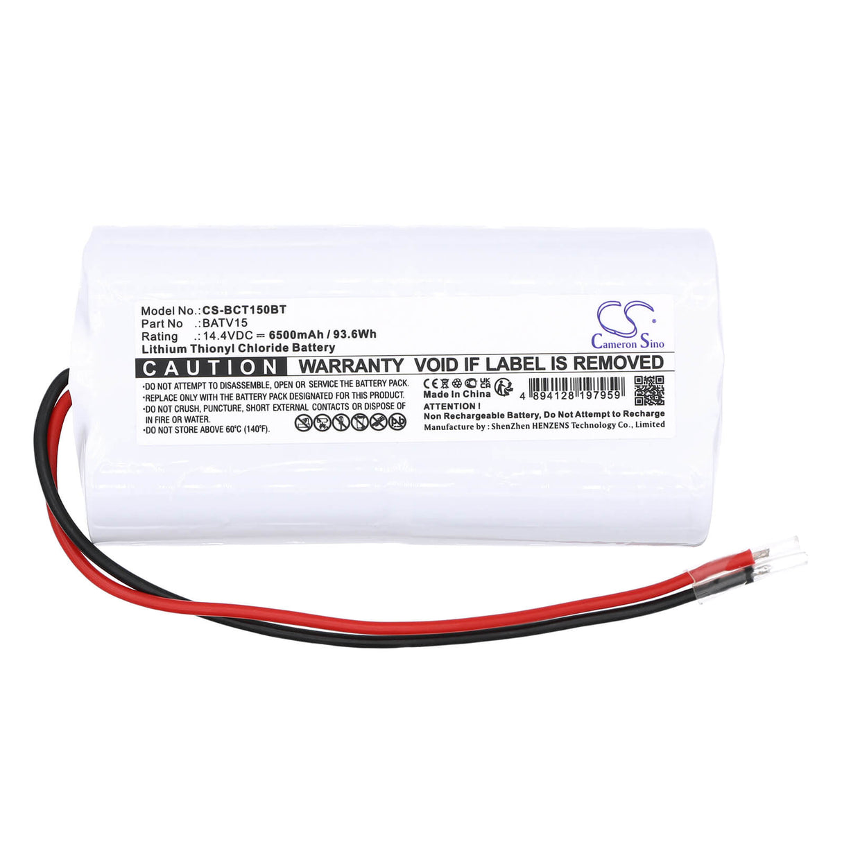 14.4v, Li-socl2, 6500mah, Alarm Battery Fits Daitem, Dc405, Dc636, 93.6wh Alarm System Cameron Sino Technology Limited
