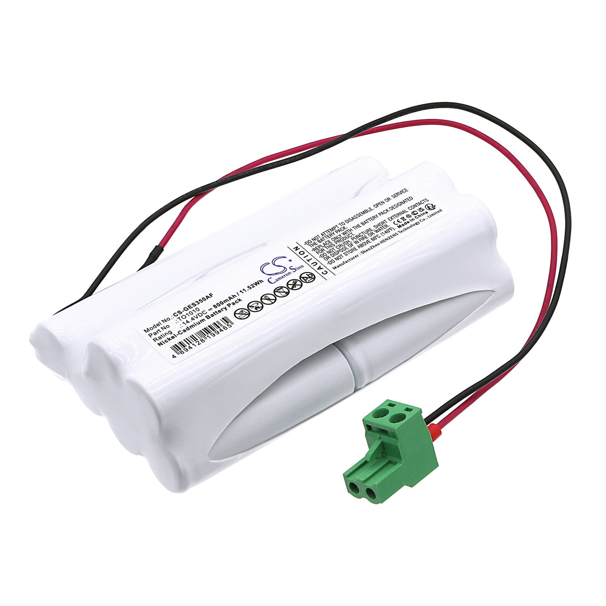 14,4V, Ni-CD, 800mAh, Batterie de porte automatique compatible avec Geze, Sl Fr Ok, Tsa350, 11,52Wh Portes Automatiques Cameron Sino Technology Limited