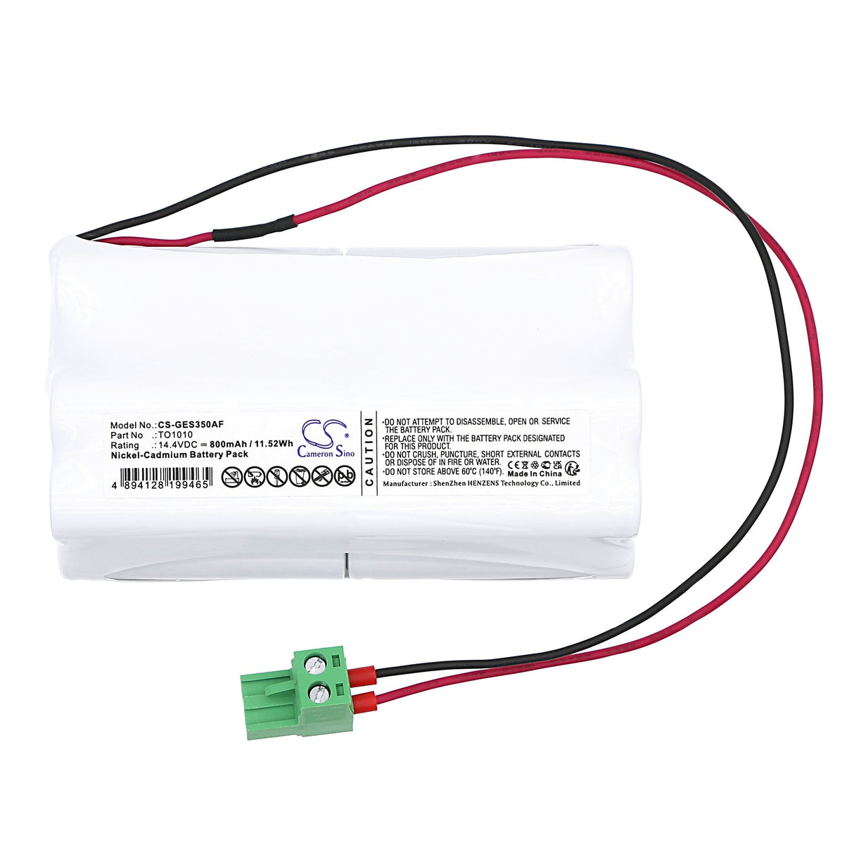 14,4V, Ni-CD, 800mAh, Batterie de porte automatique compatible avec Geze, Sl Fr Ok, Tsa350, 11,52Wh Portes Automatiques Cameron Sino Technology Limited