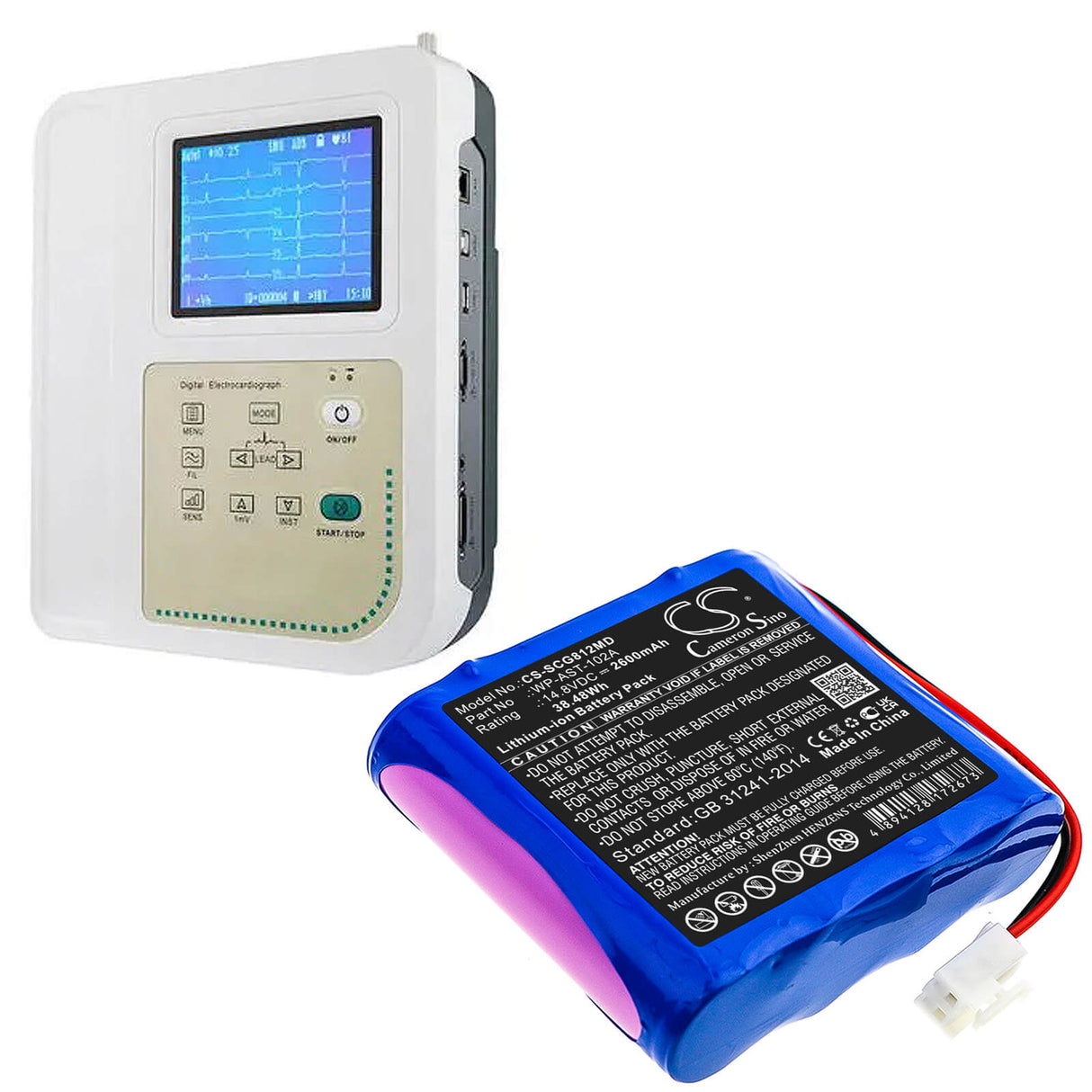 14.8V, Li-ion, 2600mAh, Medical battery fits Osen, Wp-ast-102a, Ecg-8112, 38.48Wh Medical Cameron Sino Technology Limited (Medical)