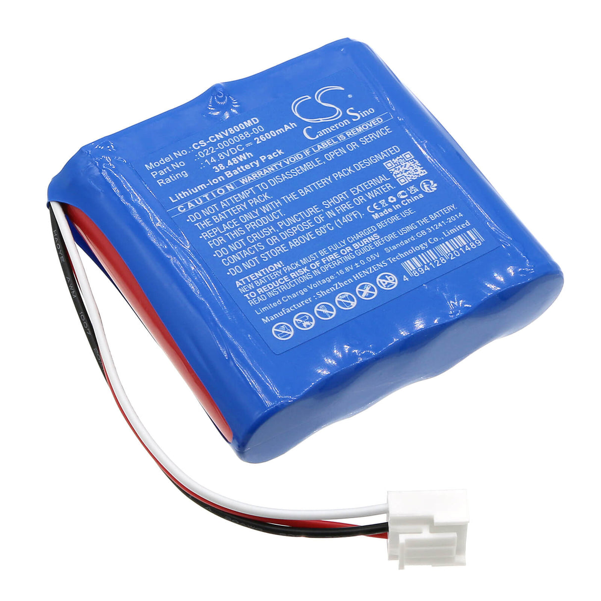 14,8V, Li-ion, 2600mAh, Batterie médicale compatible Comen, 022-000088-00, Nv8, 38,48Wh Technologie Médicale Cameron Sino Limitée (Médical)
