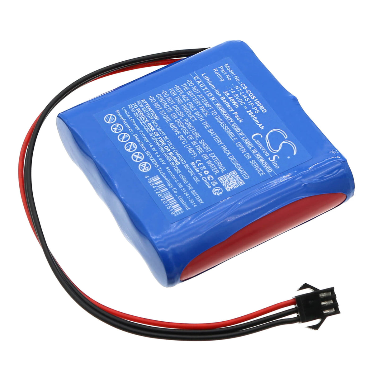 14.8V, Li-ion, 2600mAh, batterie médicale compatible Comen, 022.01.000071-00, Progetti Pgs10, Taurus E, 38.48Wh Medical Cameron Sino Technology Limited (Médical)