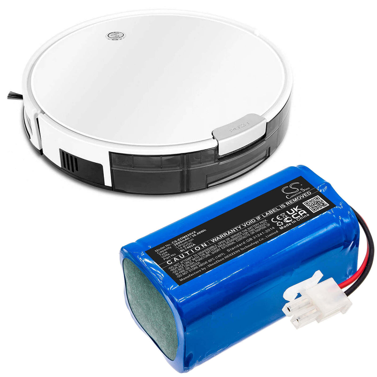 14.8V, Li-ion, 2600mAh, Vacuum battery fits Tesla, Ecovacs, Deebot 500, Deebot M82, Deebot M82uk, 38.48Wh Vacuum Cameron Sino Technology Limited