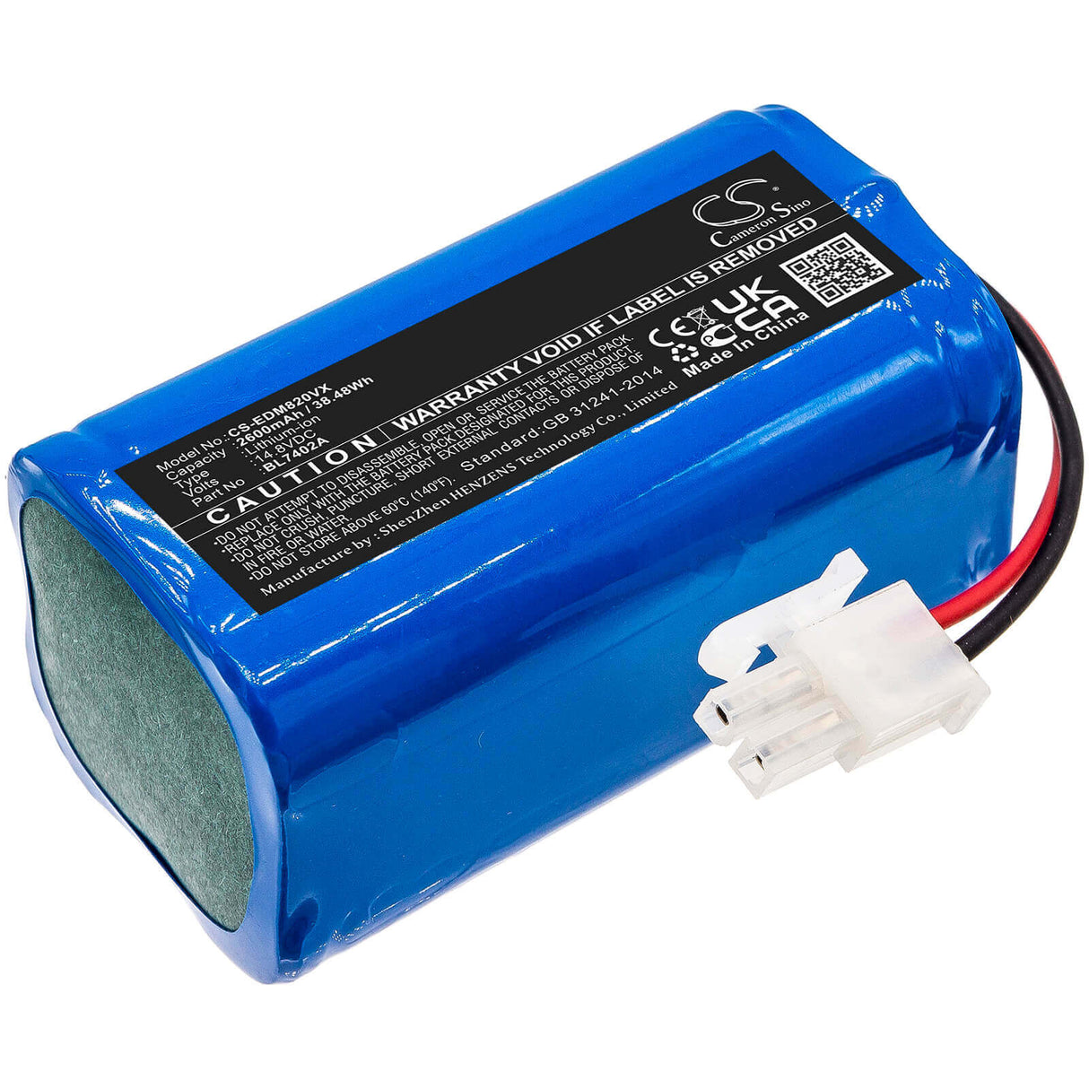 14.8V, Li-ion, 2600mAh, Vacuum battery fits Tesla, Ecovacs, Deebot 500, Deebot M82, Deebot M82uk, 38.48Wh Vacuum Cameron Sino Technology Limited