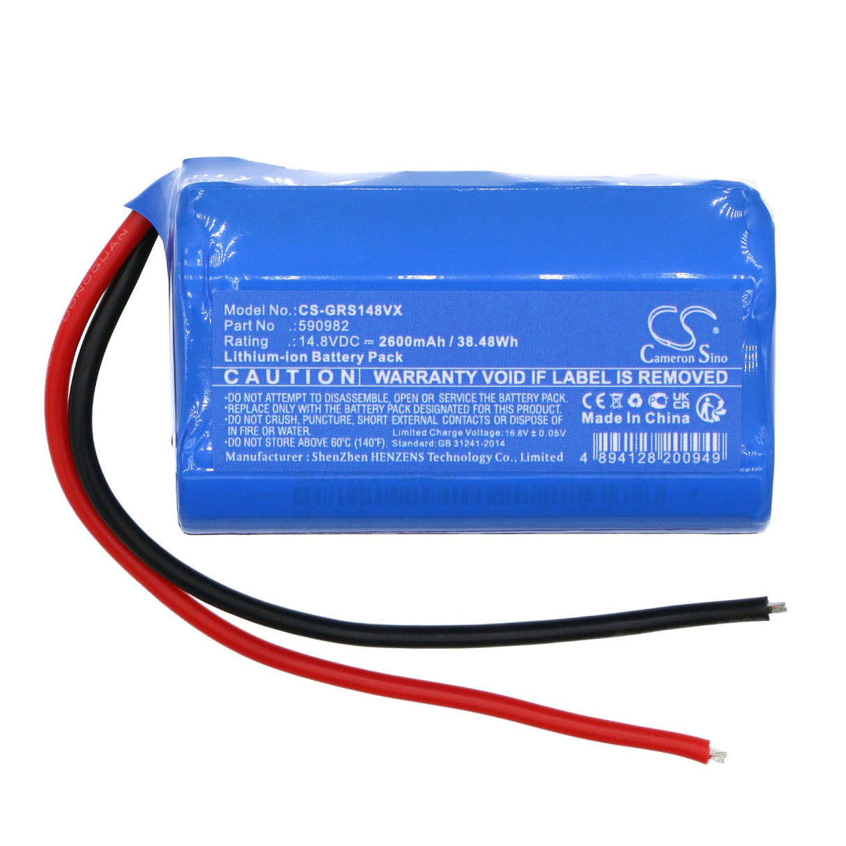 14.8V, Li-ion, 2600mAh, Battery fits Gorenjes, Free Go Mvc148fw, Mvc148fw, 38.48Wh Vacuum Cameron Sino Technology Limited