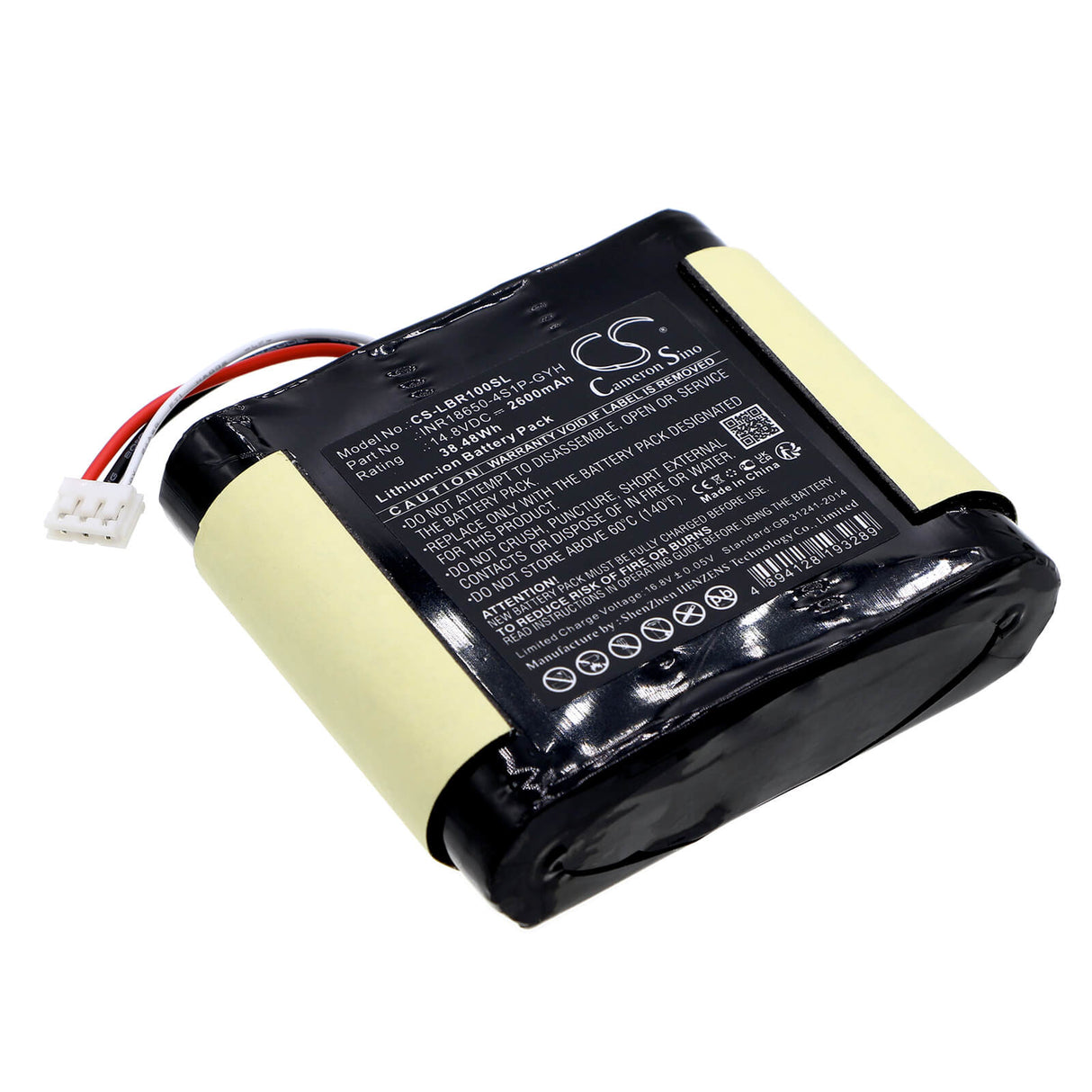 14.8V, Li-ion, 2600mAh, Batterie de haut-parleur compatible Libratone, Inr18650-4s1p-gyh, 38.48Wh Haut-parleur Cameron Sino Technology Limited