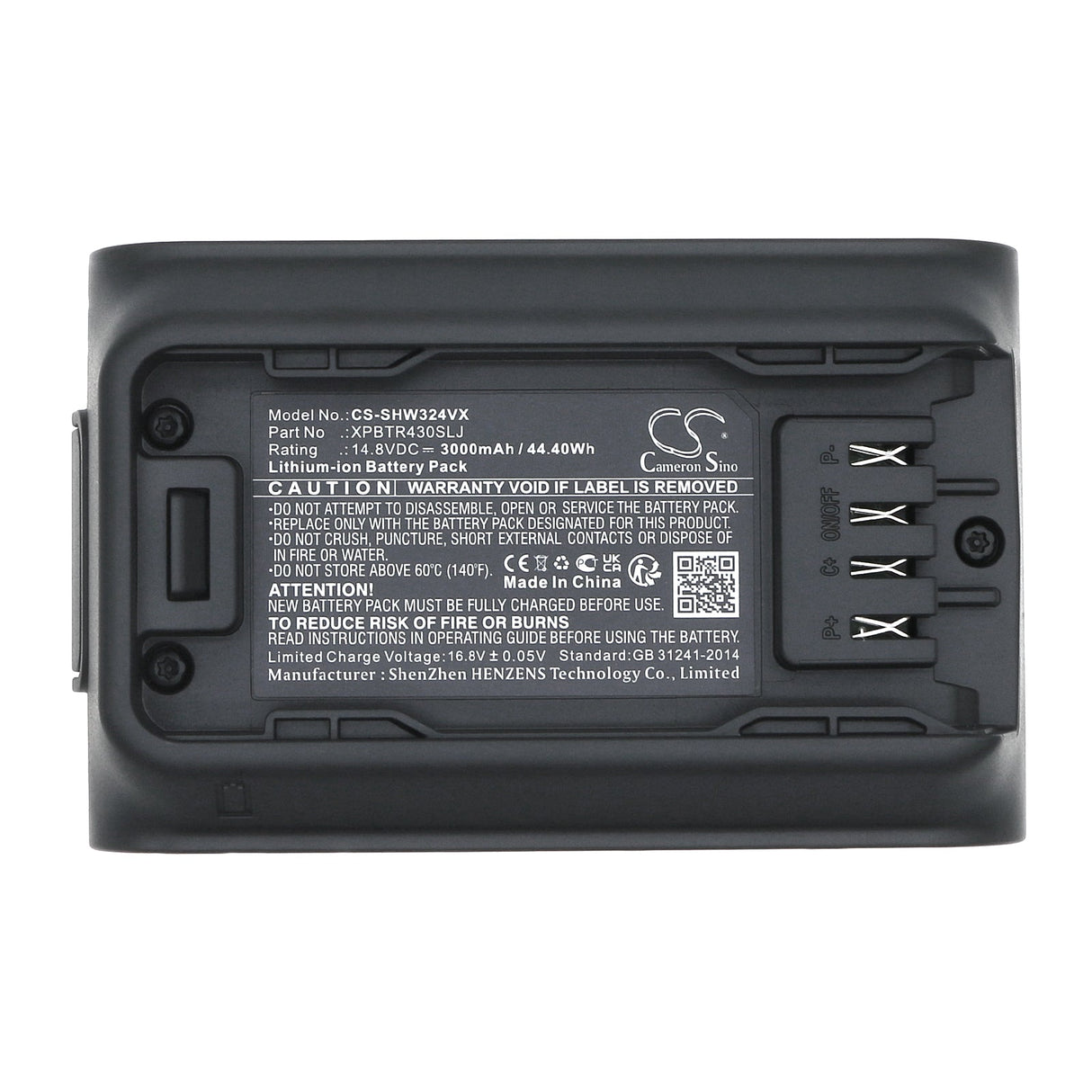 14.8V, Li-ion, 3000mAh, Vacuum Battery fits Shark, Cleansense Iq+, Iw3241jsl, 44.40Wh Vacuum Cameron Sino Technology Limited