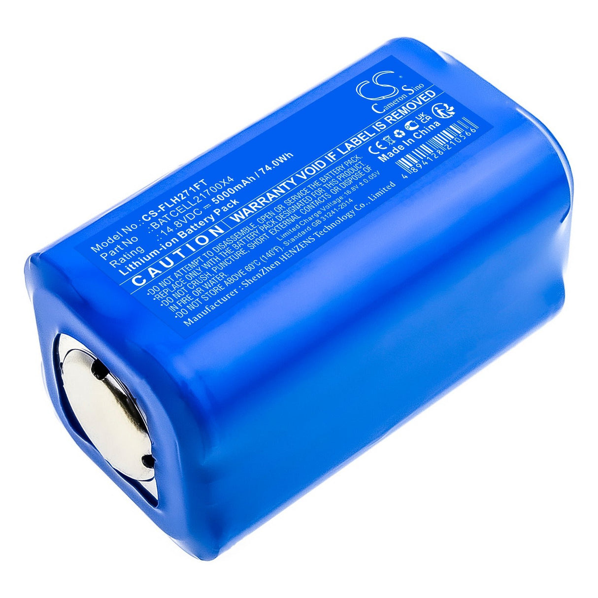 14.8V, Li-ion, 5000mAh, Flashlight battery fits Bigblue, Batcell21700x4, Cb 10000p, Cb 9000p, 74.0Wh Flashlight Cameron Sino Technology Limited