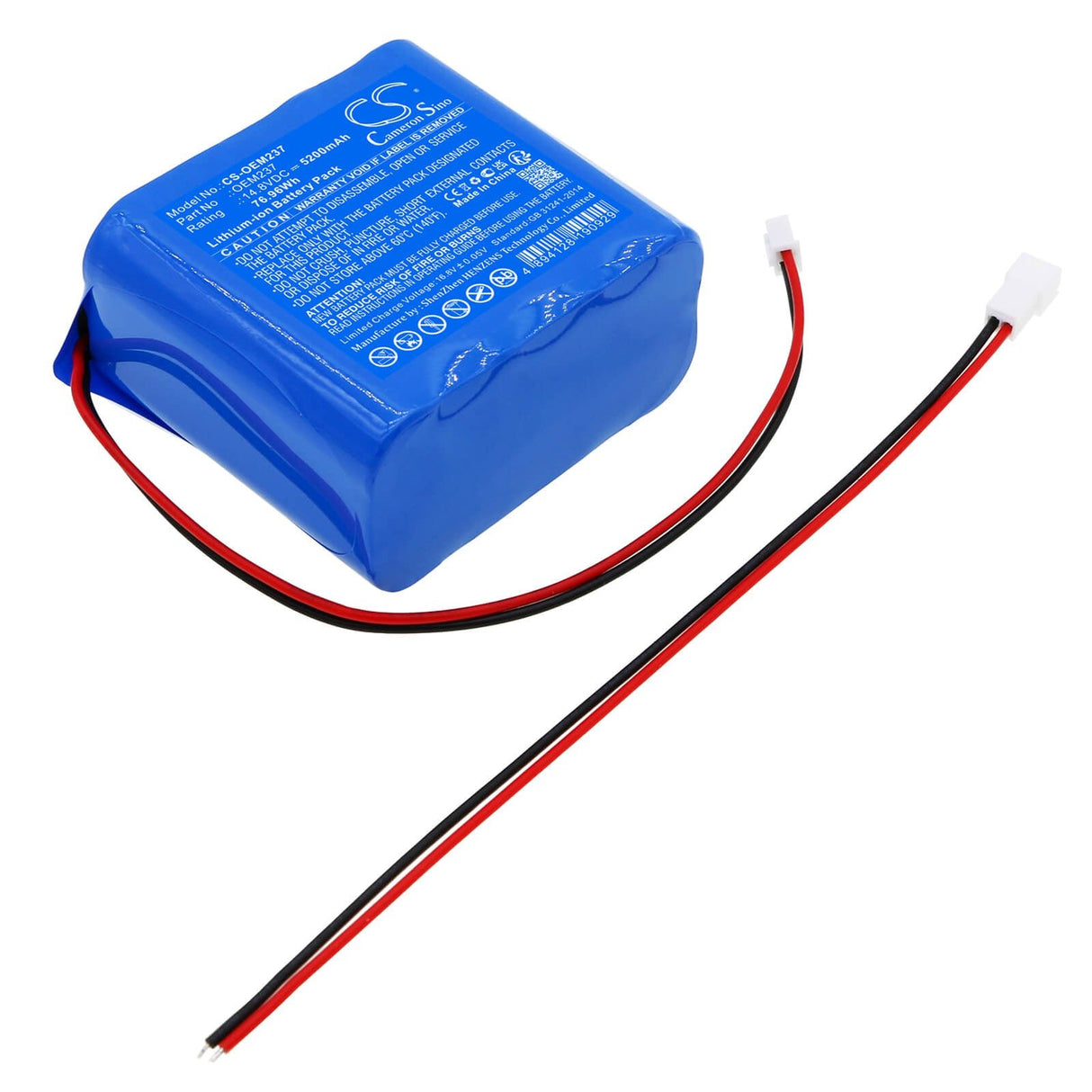 14.8v, Li-ion, 5200mah, Pack de batterie pour diverses applications 76.96wh Pack de batterie Cameron Sino Technology Limited