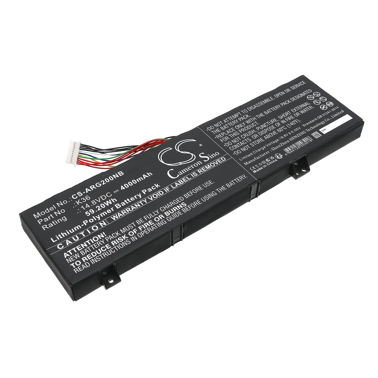 14.8v, Li-polymer, 4000mah, Notebook battery Fits many generic notebook models, 59.20wh Notebook, Laptop Cameron Sino Technology Limited