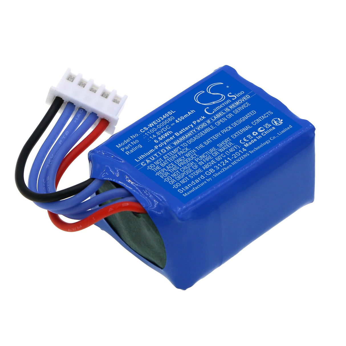 14.8V, Li-Polymer, 450mAh, batterie Smart Home compatible avec Euhr, Wir Elektronik, 1100-000080, Eu340 Smartsafe, 6.66Wh Smart Home Cameron Sino Technology Limited