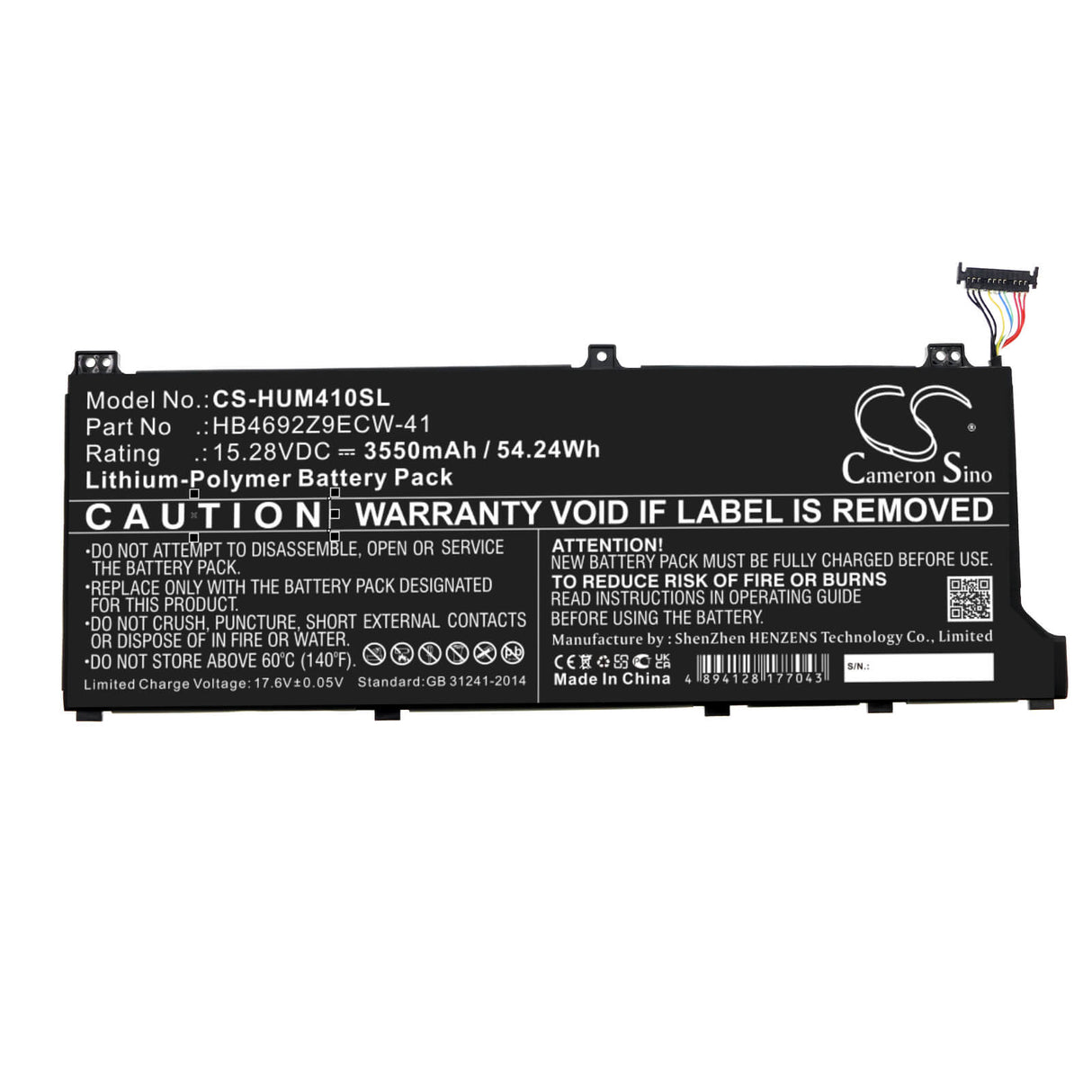 15.28v, Li-polymer, 3550mah, Battery Fits Honor, Magicbook 14, 54.24wh Notebook, Laptop Cameron Sino Technology Limited