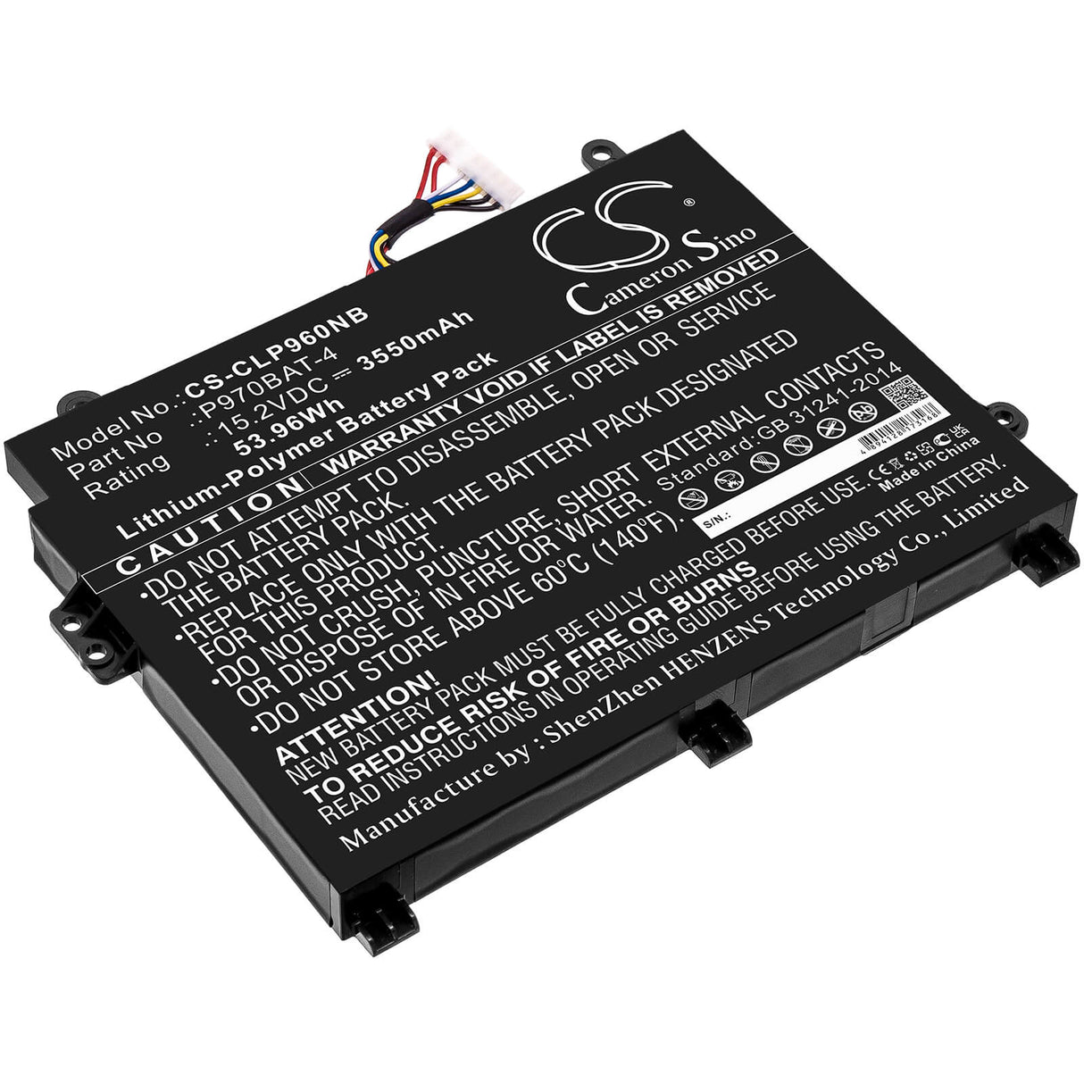 15.2v, 3550mah, Li-polymer Battery Fit's Clevo, P960, P960en-k, 53.96wh Notebook, Laptop Cameron Sino Technology Limited