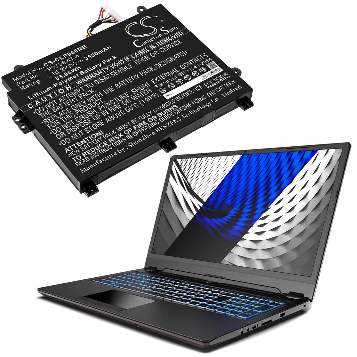 15.2v, 3550mah, Li-polymer Battery Fit's Clevo, P960, P960en-k, 53.96wh Notebook, Laptop Cameron Sino Technology Limited
