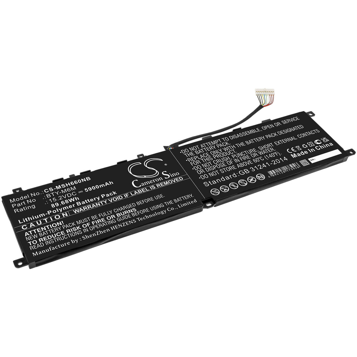 15.2v, 5900mah, Li-ion Battery Fit's Msi, Creator 15 A10sdt, Creator 15 A10sdt-065es, 89.68wh Notebook, Laptop Cameron Sino Technology Limited