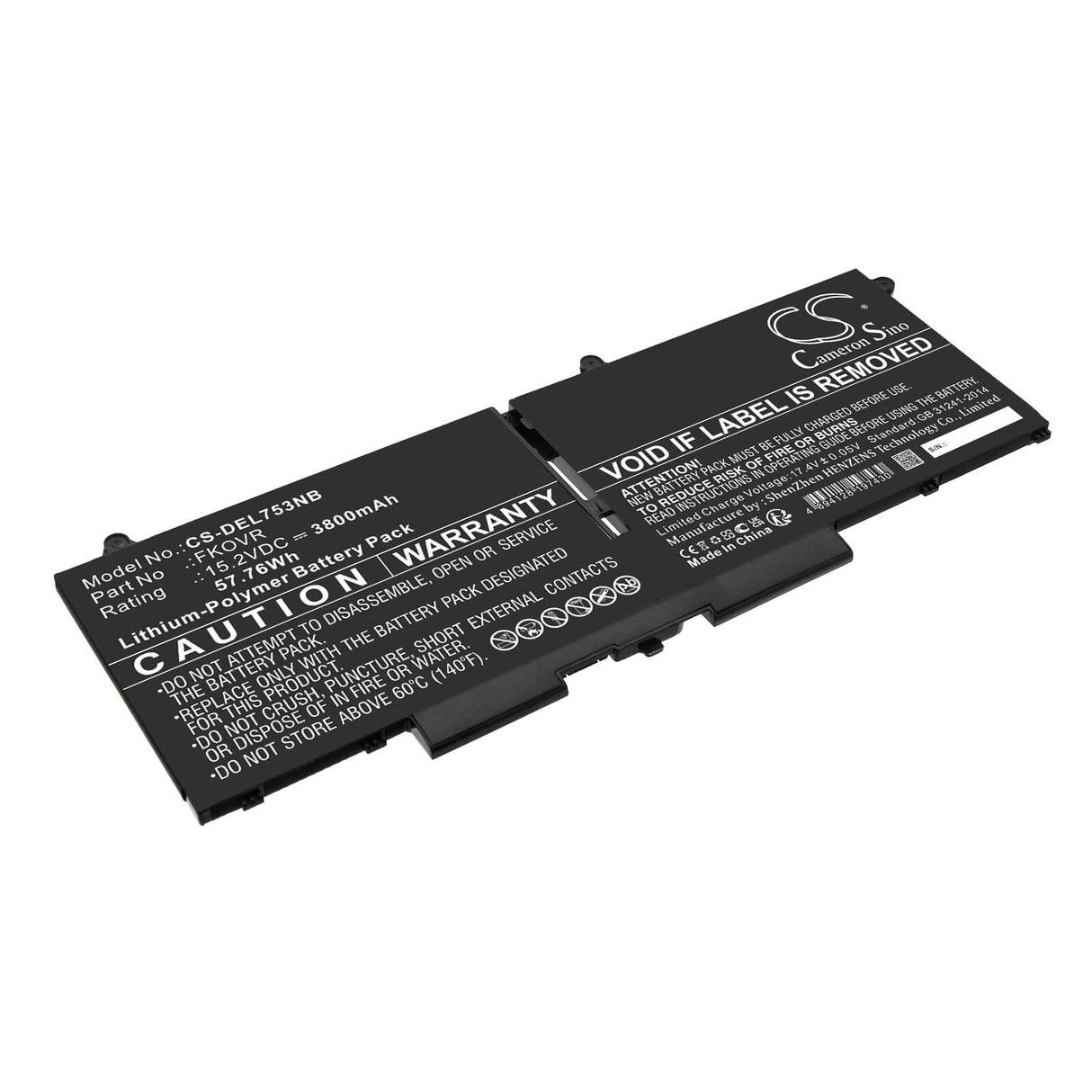 15.2v, Li-ion, 3800mah, Battery Fits Dell, Latitude 5330, Latitude 7330, 57.76wh Notebook, Laptop Cameron Sino Technology Limited