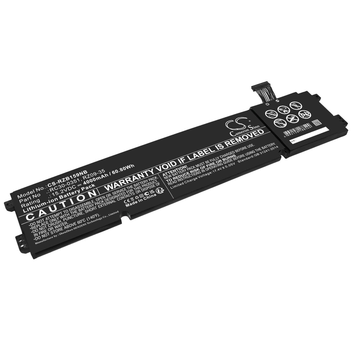 15.2v, Li-ion, 4000mah, Battery Fits Razer, Blade 15 Base, Rz09-0369x, 60.80wh Notebook, Laptop Cameron Sino Technology Limited