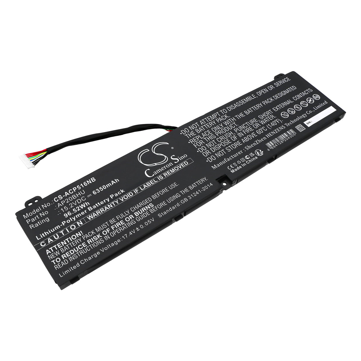 15.2v, Li-ion, 6350mah, Acer Battery Fits Conceptd 5 Cn516-72g, Conceptd 5 Cn516-72g-74kq, 96.52wh Notebook, Laptop Cameron Sino Technology Limited