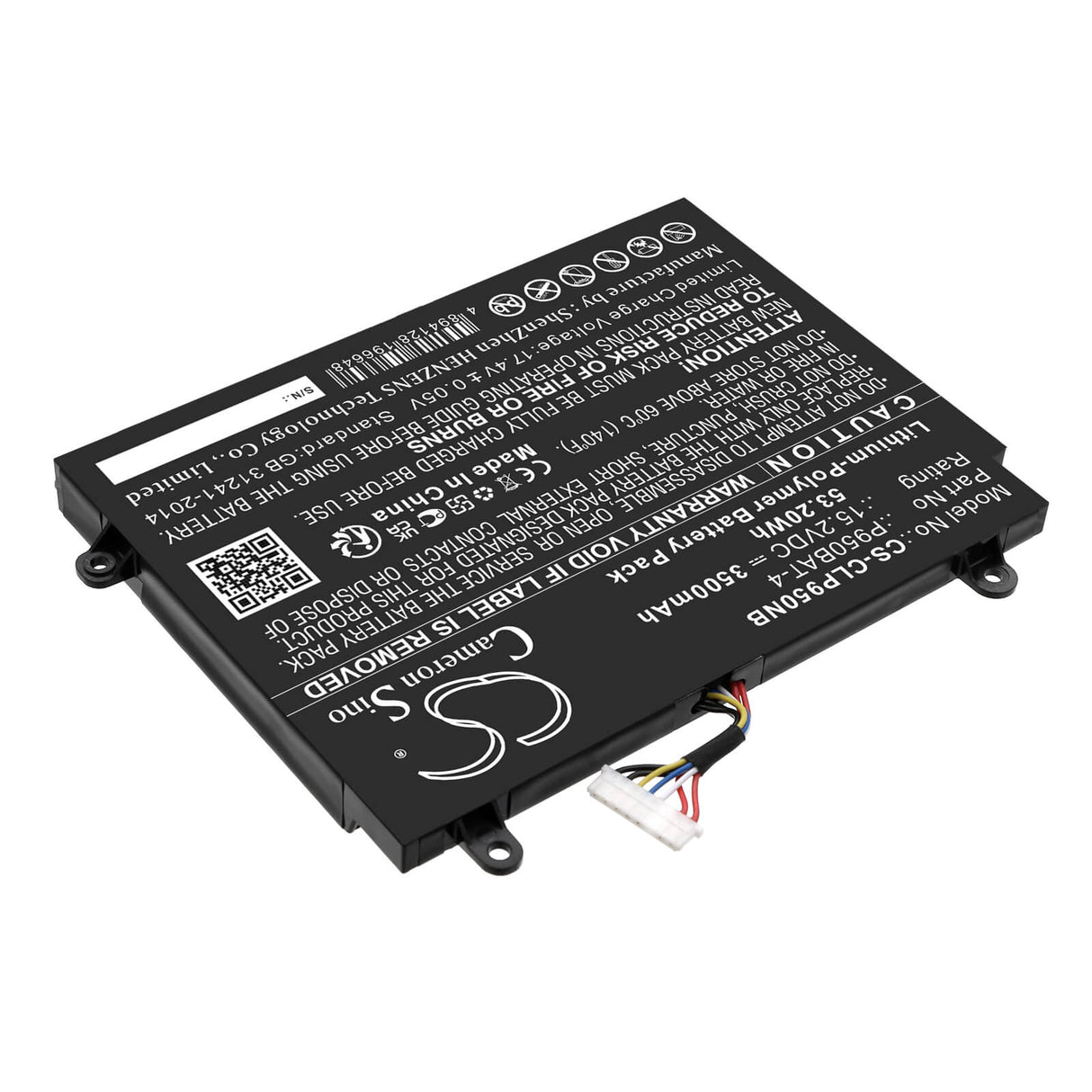15.2v, Li-polymer, 3500mah, Battery Fits Clevo, Eurocom Q5, Eurocom Q6, 53.2wh Notebook, Laptop Cameron Sino Technology Limited