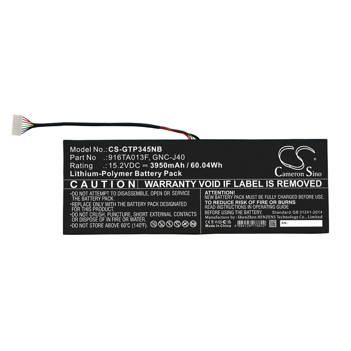 15.2v, Li-polymer, 3950mah, Battery Fits Schenker, Xmg C504, 60.04wh Notebook, Laptop Cameron Sino Technology Limited