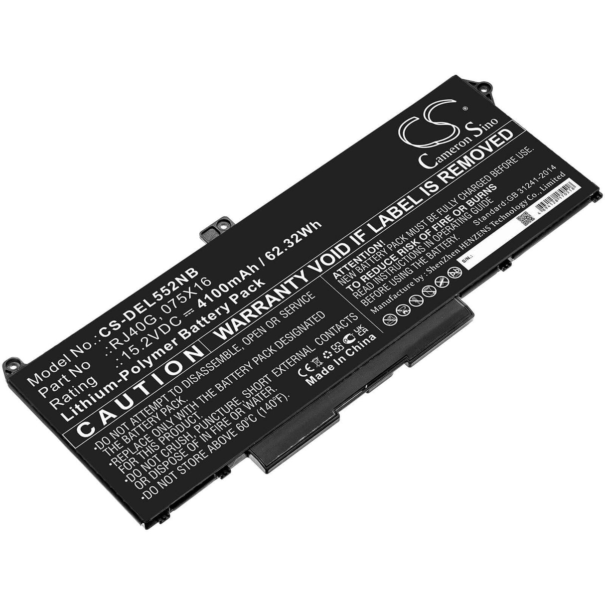15.2v, Li-polymer, 4100mah, Battery Fit's Dell, Latitude 14 5420, Latitude 14 5420 Chkfm, Latitude 14 5420 Fdtcy, 62.32wh Notebook, Laptop Cameron Sino Technology Limited