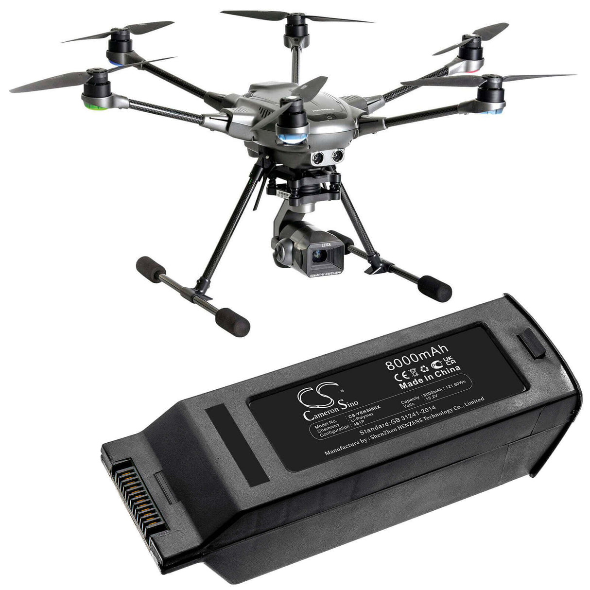 15.2V, Li-Polymer, 8000mAh, Drones battery fits Yuneec, Yuntyh3b4s5250, Typhoon H3, 121.6Wh Drones Cameron Sino Technology Limited (Dangerous Goods)