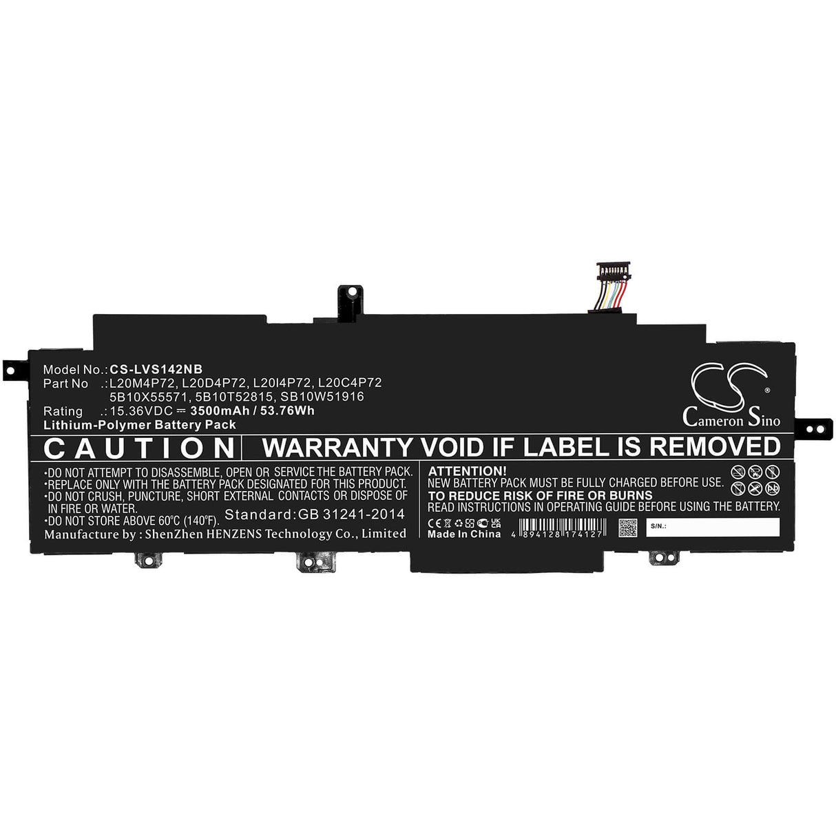 15.36v, 3500mah, Li-polymer Battery Fit's Lenovo, 20wm00avhh, 20wm00ayhh, 20wm00b0hh, 53.76wh Notebook, Laptop Cameron Sino Technology Limited
