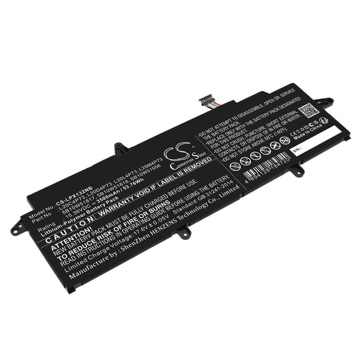 15.36v, Li-ion, 3500mah, Battery Fits Lenovo, Thinkpad X13 Gen 2(amd)20xh001, 53.76wh Notebook, Laptop Cameron Sino Technology Limited
