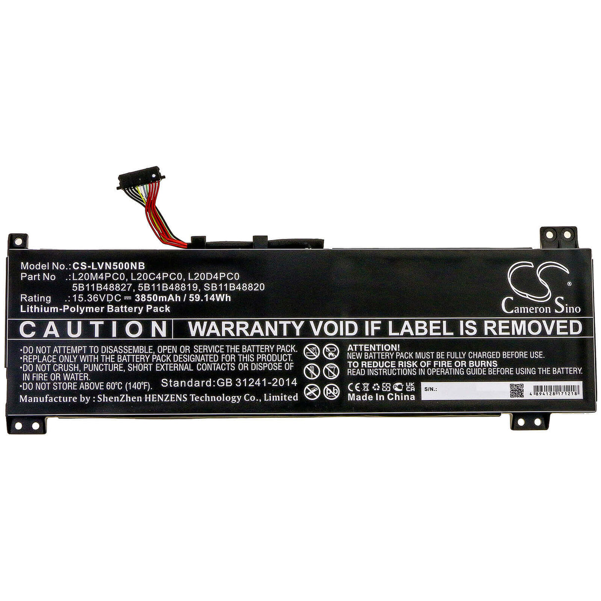 15.36v, Li-polymer, 3850mah, Battery Fit's Lenovo, Ideapad Gaming 3-15ach6, Legion 5-15ach6, Legion 5-15ach6a, 59.14wh Notebook, Laptop Cameron Sino Technology Limited