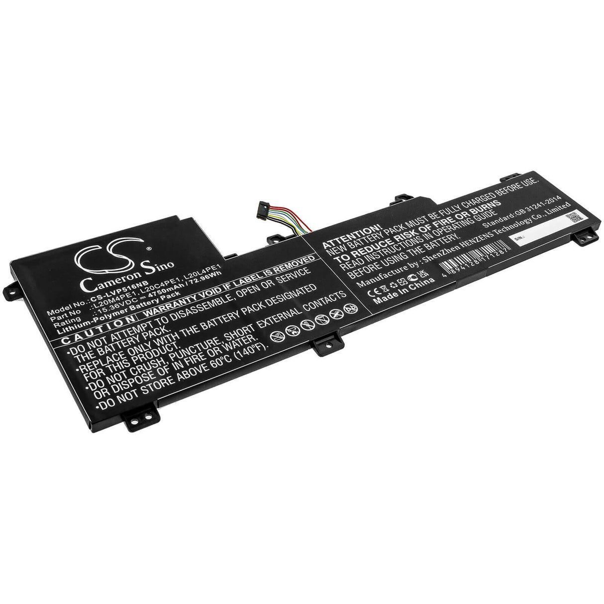 15.36v, Li-polymer, 4750mah, Battery Fit's Lenovo, Ideapad 5 Pro, Ideapad 5 Pro-16ach6, Ideapad 5 Pro-16ach6(82l5), 72.96wh Notebook, Laptop Cameron Sino Technology Limited