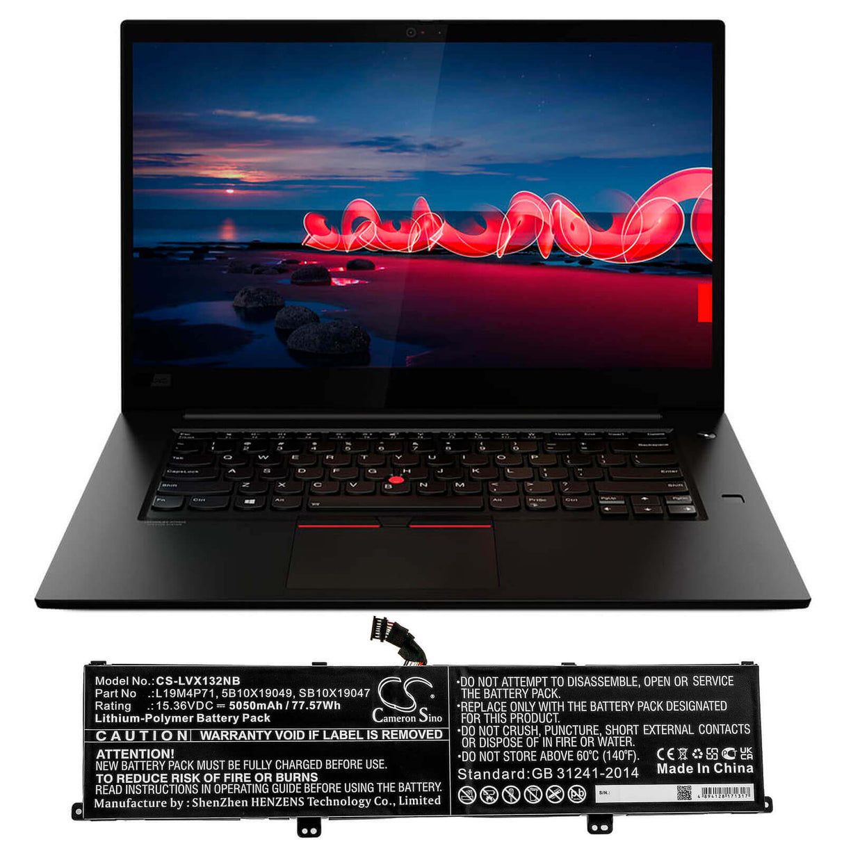 15.36v, Li-polymer, 5050mah, Battery Fit's Lenovo, Thinkpad X1 Extreme Gen 3, Thinkpad X1 Extreme Gen 3 20tk, Thinkpad X1 Extrem Notebook, Laptop Cameron Sino Technology Limited