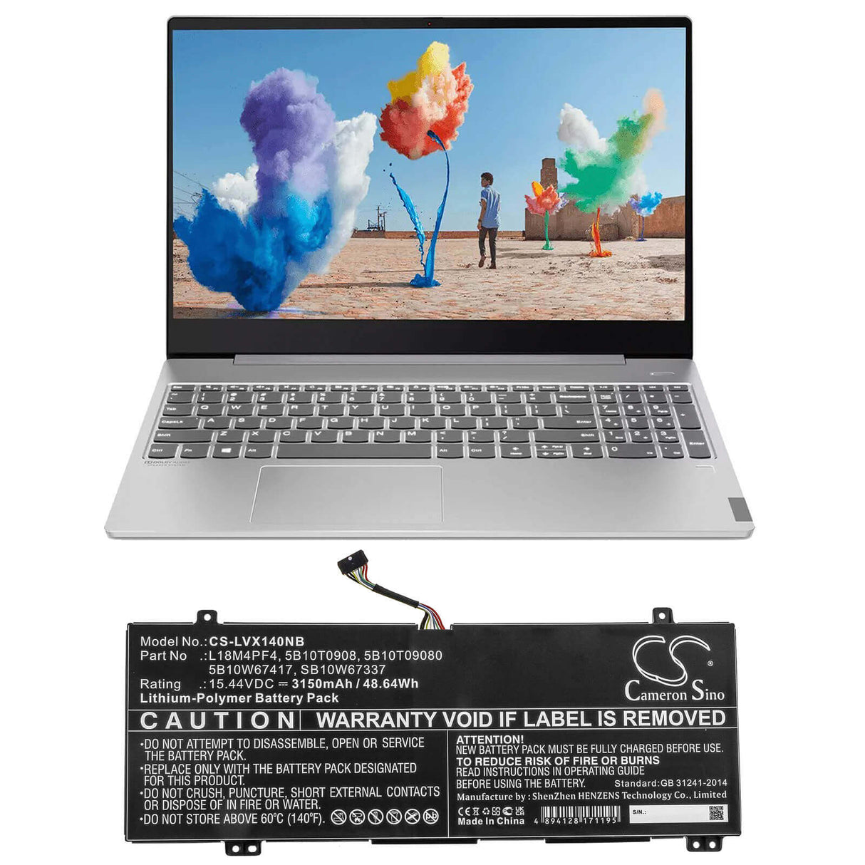 15.44v, Li-polymer, 3150mah, Battery Fit's Lenovo, Ideapad S540-14api, Ideapad S540-14iwl, Ideapad S540-15iwl, 48.64wh Notebook, Laptop Cameron Sino Technology Limited