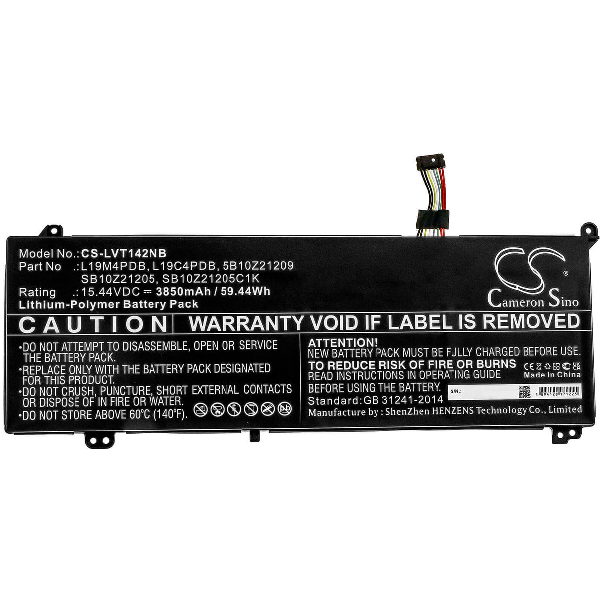 15.44v, Li-polymer, 3850mah, Battery Fit's Lenovo, Thinkbook 14 2021, Thinkbook 14 2021, Thinkbook 14s Yoga Itl 20we002, 59.44wh Notebook, Laptop Cameron Sino Technology Limited