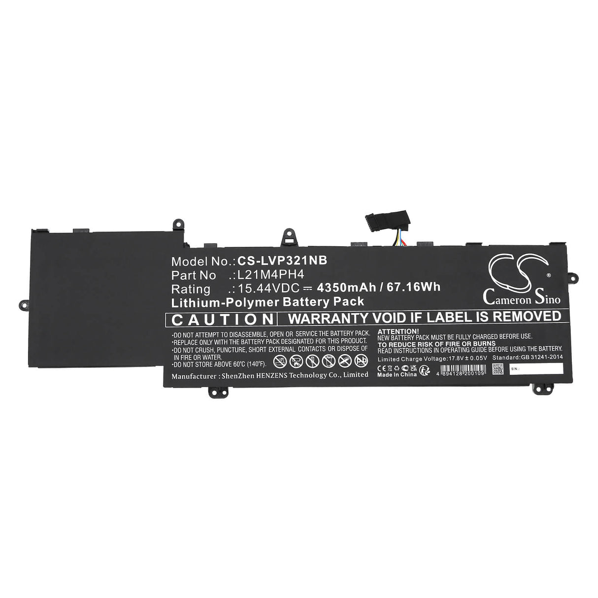 15.44V, Li-Polymer, 4350mAh, Notebook Battery fits Lenovo, Thinkbook Plus G3 Iap 21el0000, Thinkbook Plus G3 Iap 21el000b, 67.16Wh Notebook, Laptop Cameron Sino Technology Limited