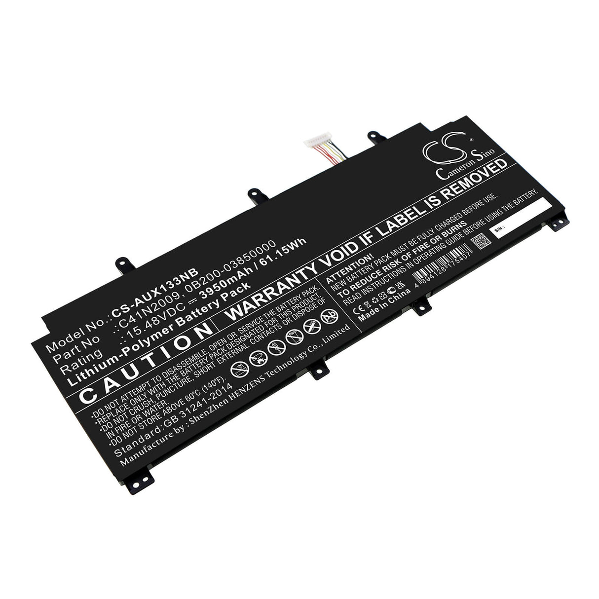 15.48v, Li-ion, 3950mah, Battery Fits Asus, Rog Flow Gv301qe, Rog Flow Gv301qh, 61.15wh Notebook, Laptop Cameron Sino Technology Limited