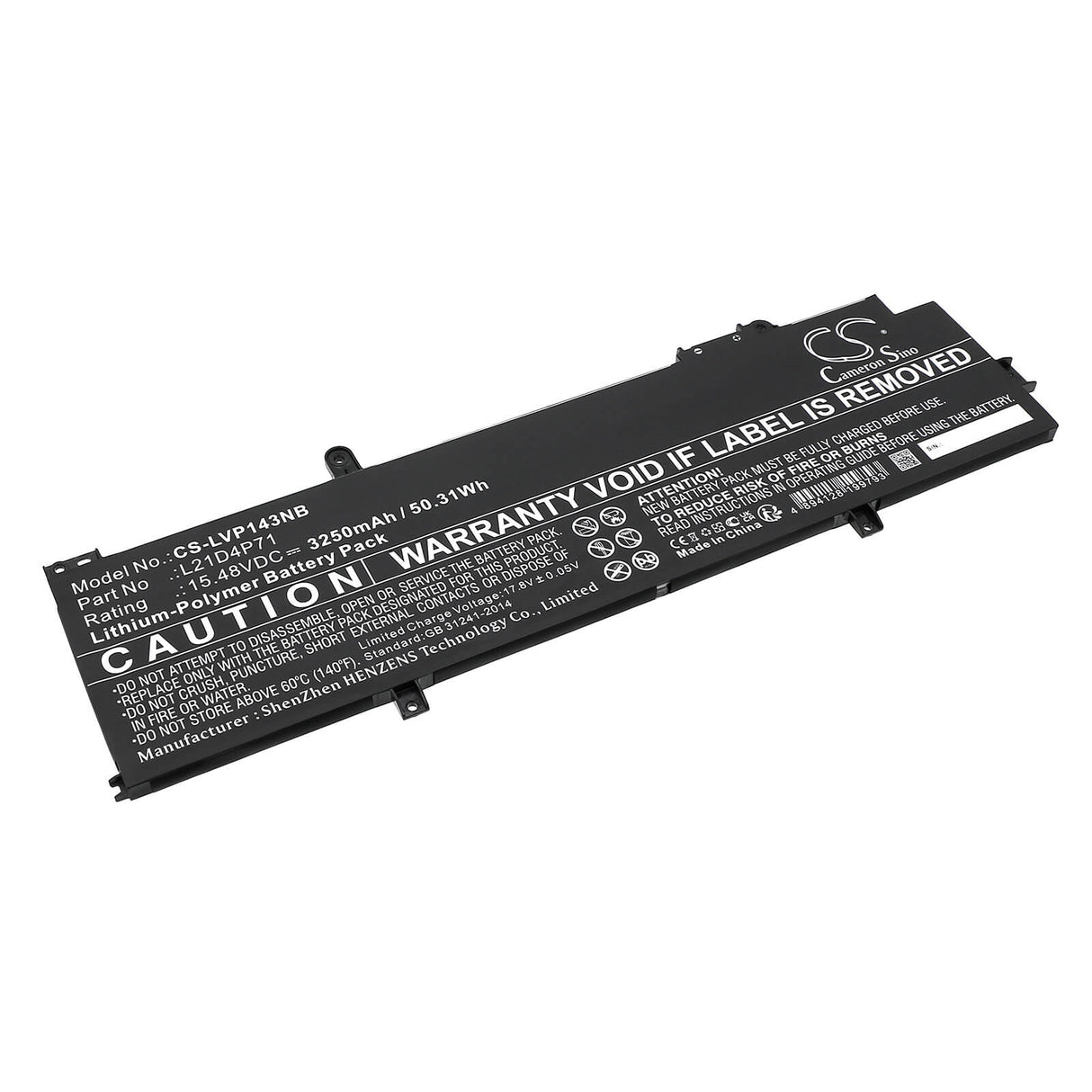 15.48V, Li-Polymer, 3250mAh, Battery fits Lenovo, Thinkpad P14s Gen 3(amd)21j500, Thinkpad P14s Gen 3(amd)21j500, 50.31Wh Notebook, Laptop Cameron Sino Technology Limited